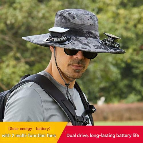 Camouflage solar double fan hat strong wind fisherman hat summer outdoor mountaineering fishing sun hat