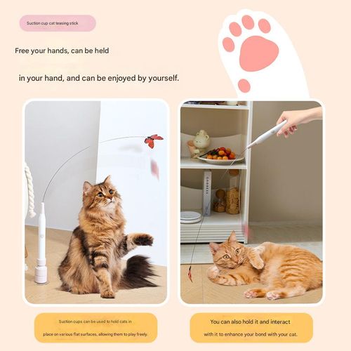 Interactive Electric Cat Toy: Automatic Entertainer with Suction Cup & Detachable Long Rod