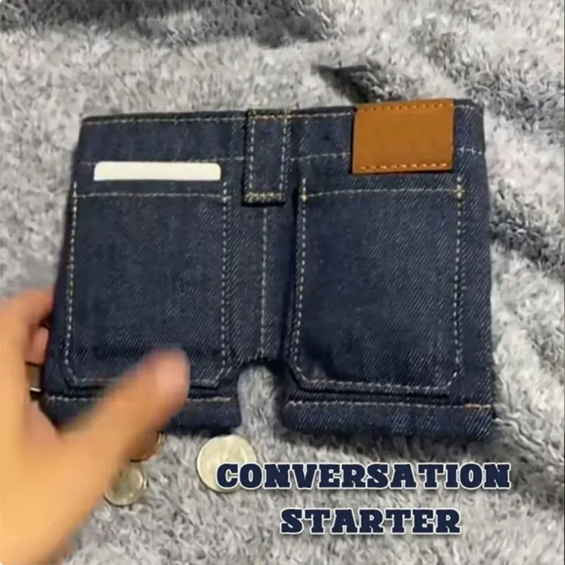 Mini Jeans Wallet, Foldable Jeans-shaped Coin Purse & Card Holder