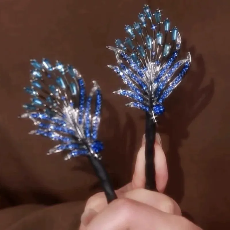 Elegant Blue Feather Hair Updo Tool | Salon-quality Bun Maker