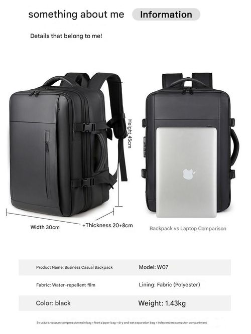 Business backpack men's backpack vacuum compression computer bag large capacity multi-function expansion lightweight travel