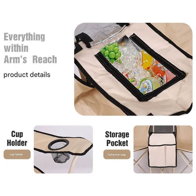 Outdoor Folding Camping Chair for Two - Fishing & Beach Chair with Built-in Sunshade and Rain Canopy
