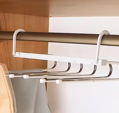 Multi-functional Multi-layer Trousers Hanger   Wave Pattern Foldable Trousers Hanger  Magic No-Mark Trousers Clip Wardrobe Storage Artifact