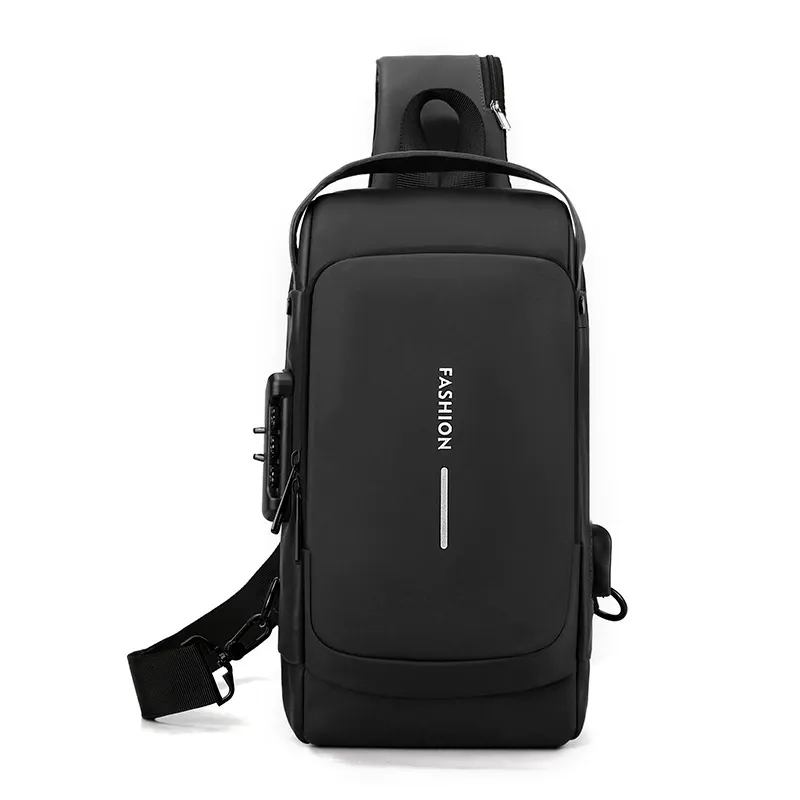 Men's Crossbody Bag with Anti-Theft Lock & USB Charging - Multi-Functional Commuter Sling Bag Converts to Power Bank