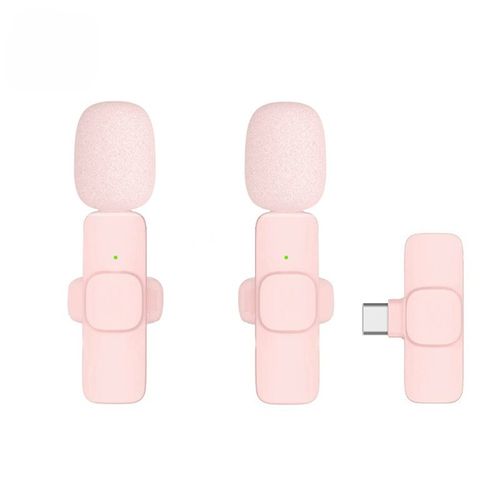 New  Pink Wireless Lavalier Microphone, One-to-Two with Reverb and Noise Reduction for Live Streaming