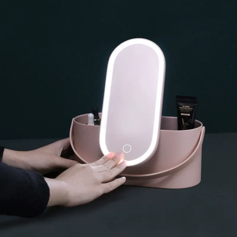 LED Vanity Mirror with Storage – Portable Makeup Mirror with Adjustable Lighting  European Ins-Style for Home & Travel