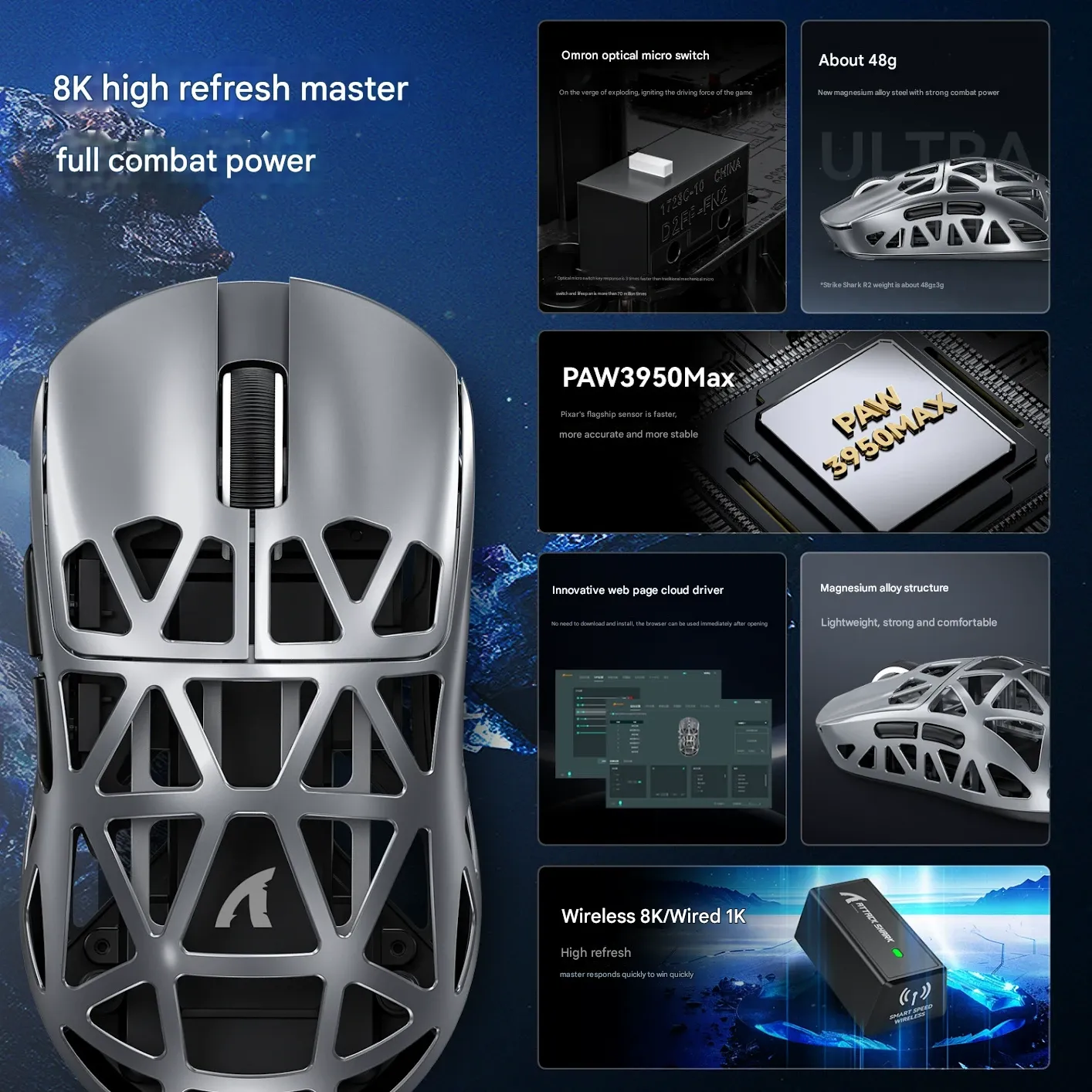 HOT SELLER｜Attack Shark R2 Magnesium Alloy Wireless Mouse｜The Ultimate Weapon for Gamers