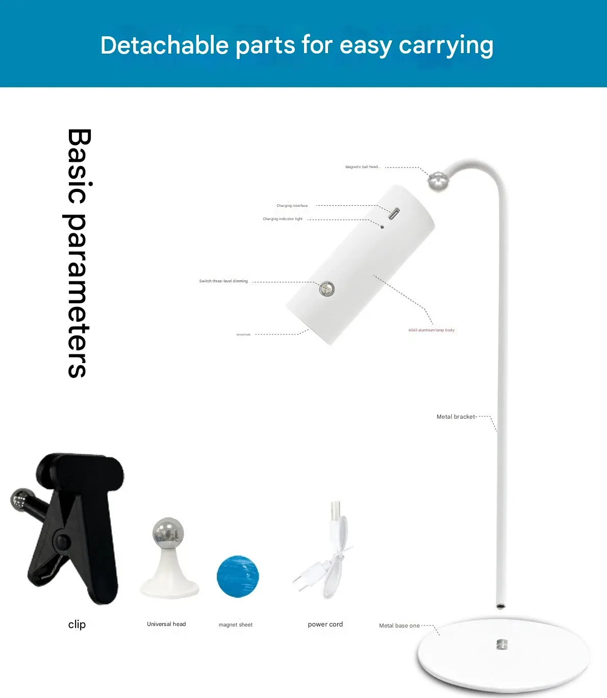 Magnetic Clip-On LED Desk Lamp - Multifunctional Eye-Caring Light for Reading & Study, Suitable for Desktop, Dining Table, Bedroom, and Bedside Use