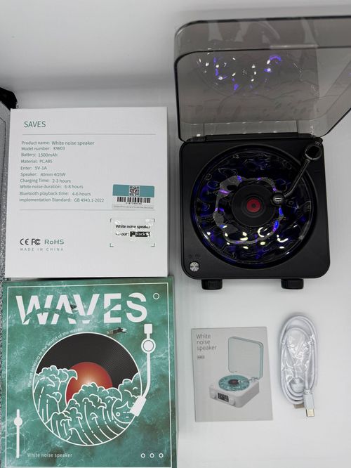 Best-Selling KAIWU 'Listen to the Sea' White Noise Speaker – Vinyl Record Bluetooth Speaker with Ambient Light, Gift Idea, Wireless Desktop Clock