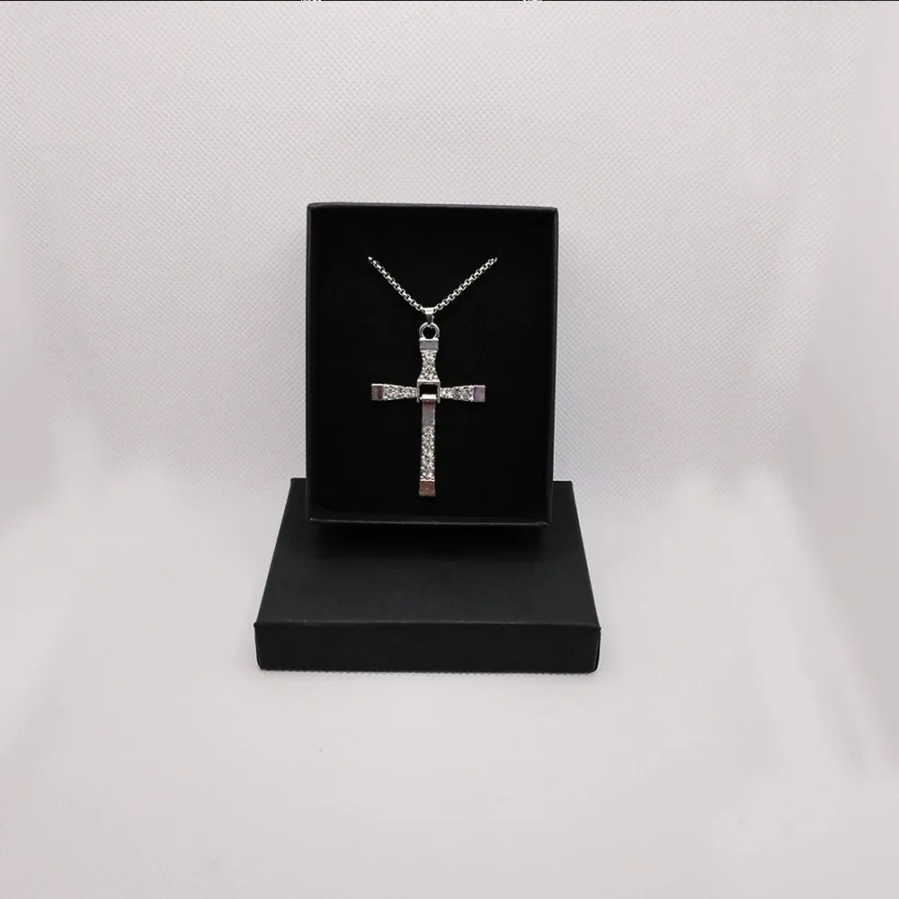 New Popular Designed Rhinestone Line Cross Hip-hop Necklace