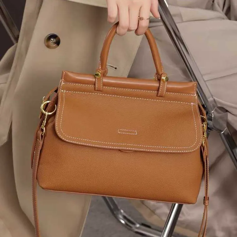 Premium Luxury Leather Tote Bag for Women - Top-Grain Cowhide Fashionable Shoulder Bag for Commute