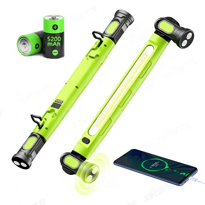 Emergency Repair Work Light - Multifunction Magnetic Flashlight with Car Hook & Outdoor Power Bank