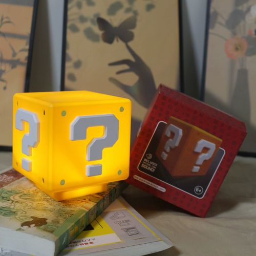 Mario Question Block Lamp – Cube Light for Desk Bedroom Dorm, 3rd Gen Silent Classic Gaming Decor