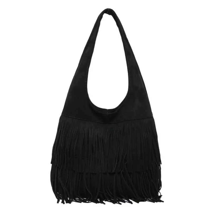 Vintage Matte Tassel Tote - Slouchy Premium Underarm Bag
