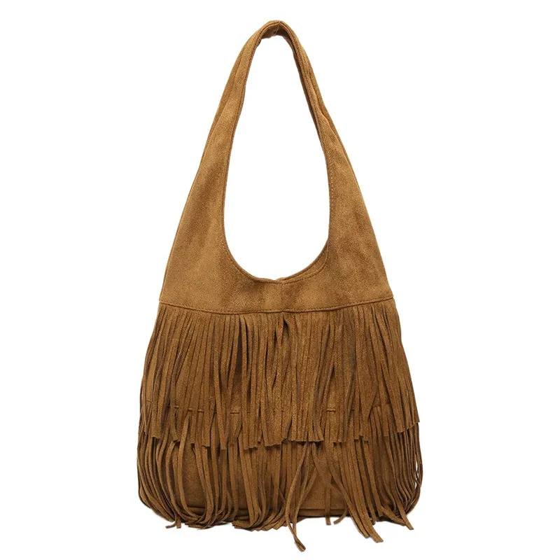 Vintage Matte Tassel Tote - Slouchy Premium Underarm Bag