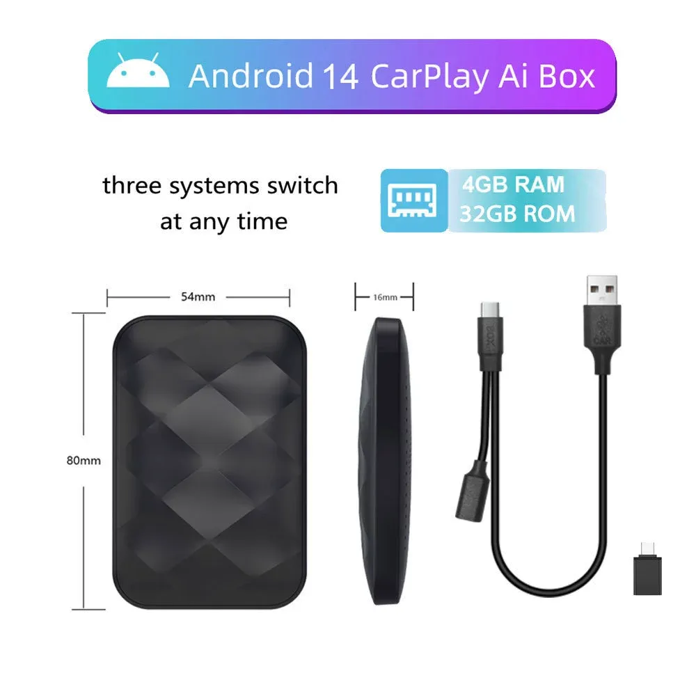 CarPlay Android Auto Adapter   4GB RAM + 32GB Storage, with Wireless CarPlay & Android Auto