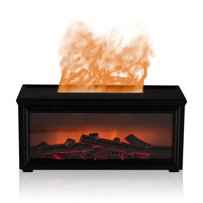 Vintage Flame Humidifier & Aroma Diffuser – 3D Realistic Fireplace Effect for Home & Office Desk