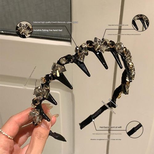 Light Luxury Hair Clip with Handcrafted Rhinestone Wave Design | Non-Slip Grip for High Crown Effect