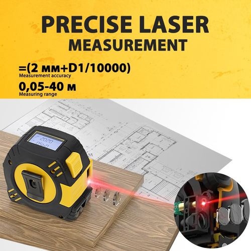 High-Precision Laser Measure – 5m Tape + 40m Laser Distance Meter! Digital Measuring Tool for Construction & Renovation