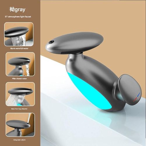 ET Penguin Pull-Out Faucet - Anti-Splash Hot  Cold Swivel Spout with Mood Lighting for Bathroom Sink
