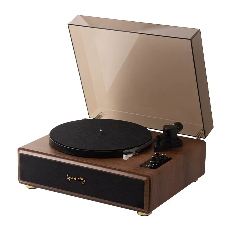 Vintage Turntable with Bluetooth – All-in-One Retro Record Player & Hi-Fi Speaker (Dual Independent Drivers)