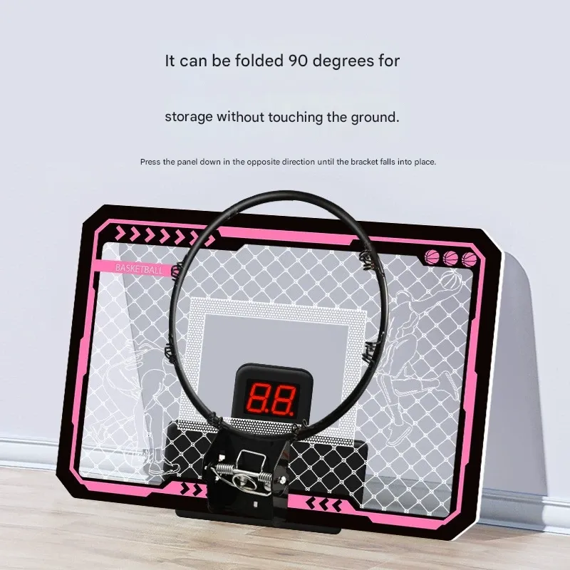 Kids' Transparent Scorekeeping Dunkable Basketball Hoop - No-Drill Over-the-Door Indoor Basketball Set