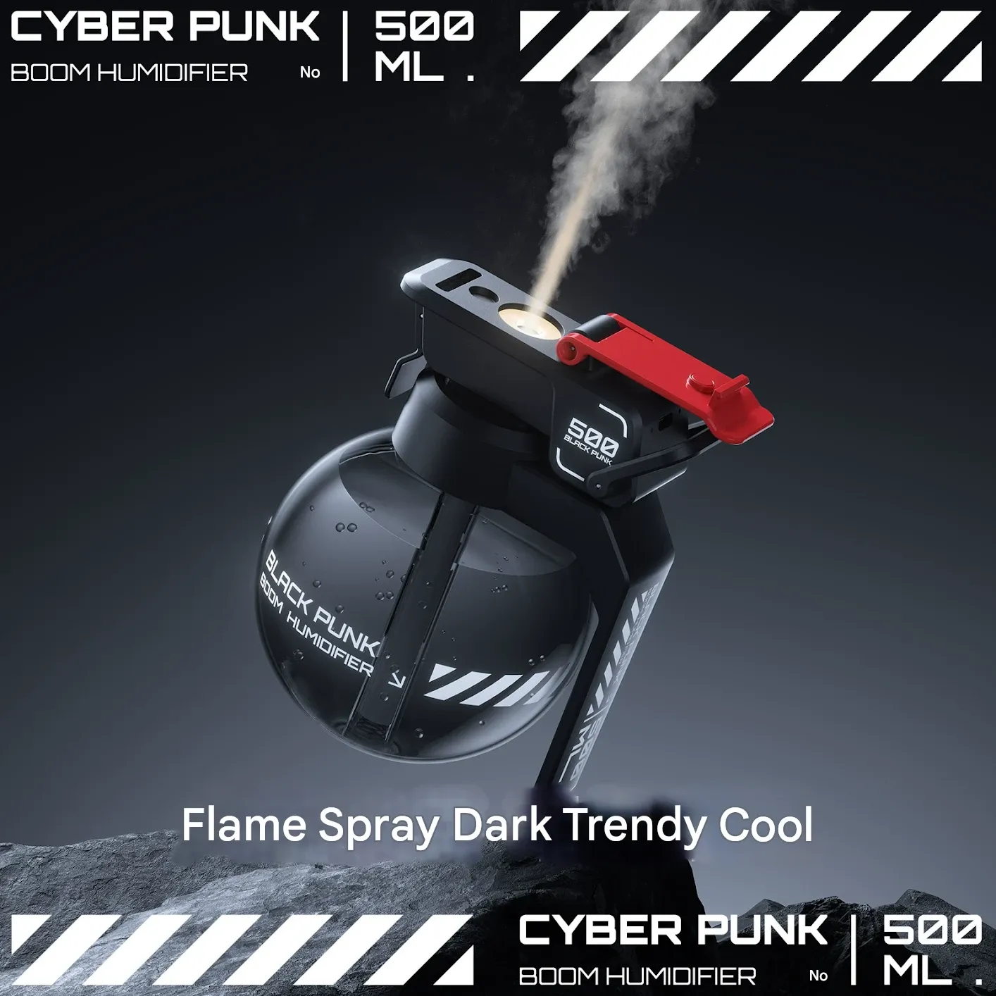 Cyberpunk Gaming Desk Decor – Grenade Aroma Diffuser & Humidifier – Creative Gundam Mecha Gift for Gamers