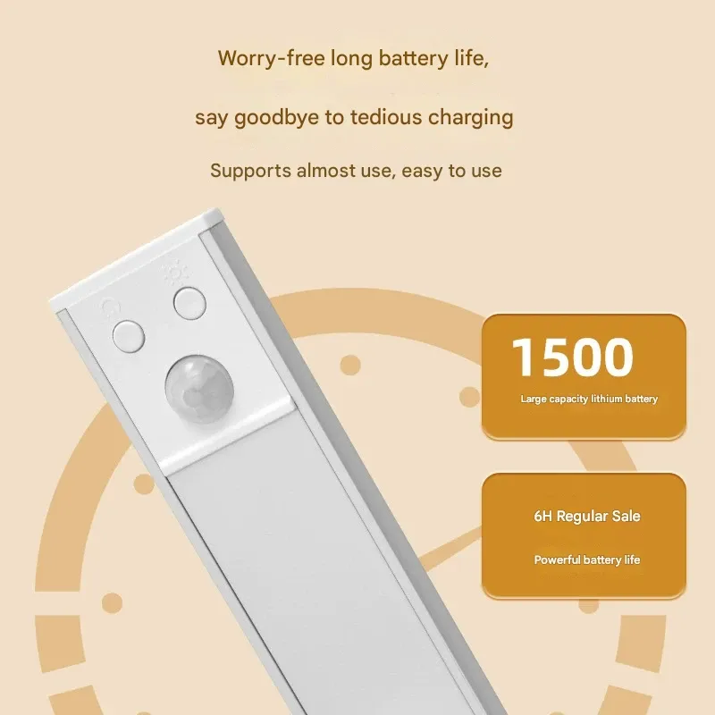 Smart LED Motion Sensor Light - Ultra-Thin Cat-Eye Hill Light Strip  Rechargeable Self-Adhesive Wine Cabinet & Closet Lighting