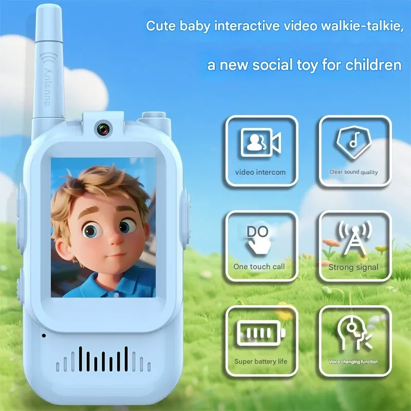 Children's Video Walkie Talkie - Long-Range Outdoor Toy with Adorable Interactive Features, TYPE-C Charging, Wireless Radio & Extended Battery Life for Kids