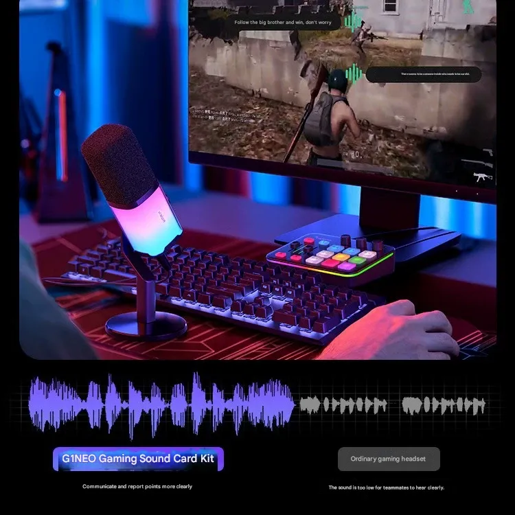 Maono Shank G1 NEO Series External Sound Card - Professional Gaming & Streaming USB Audio Interface for FPS PC Microphone