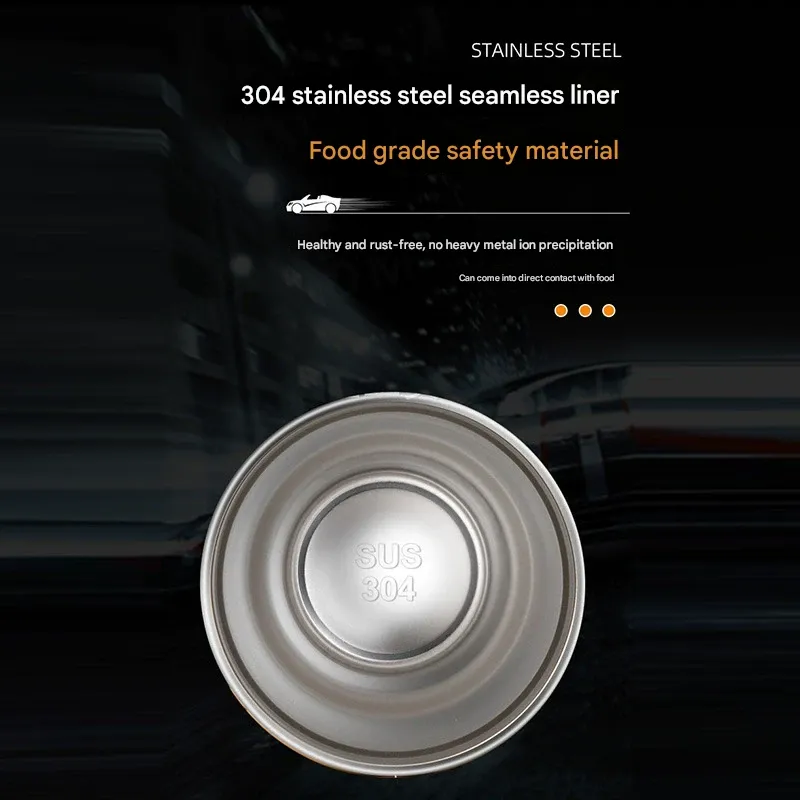 New Vacuum-Insulated 304 Stainless Steel Car Gear Shift Mug with Straw & Lid