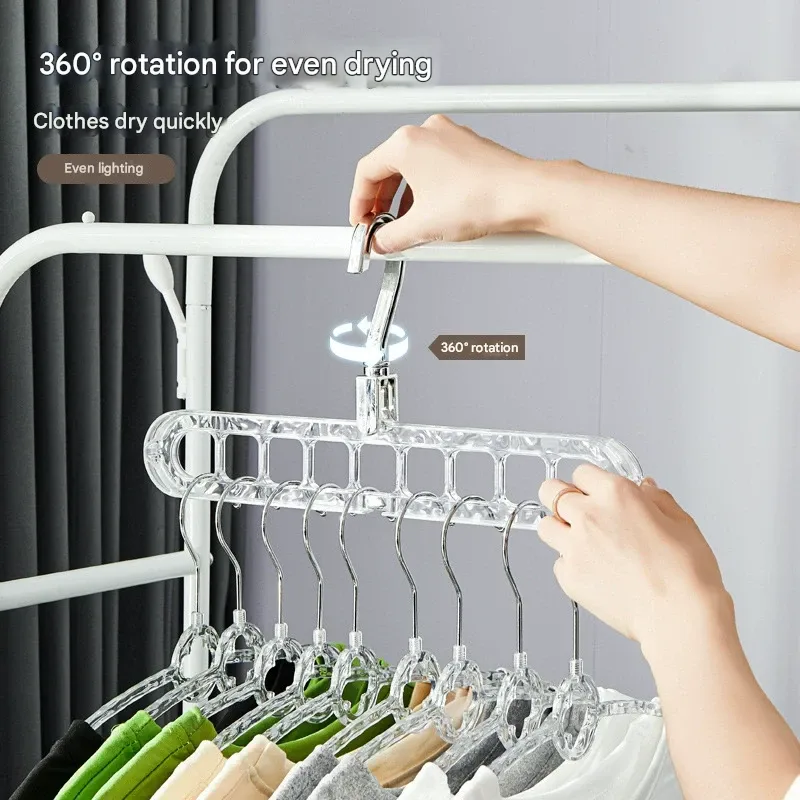 Glacier Texture 9-Hole Foldable Magic Rotating Clothes Hanger - Viral Home Storage Organizer