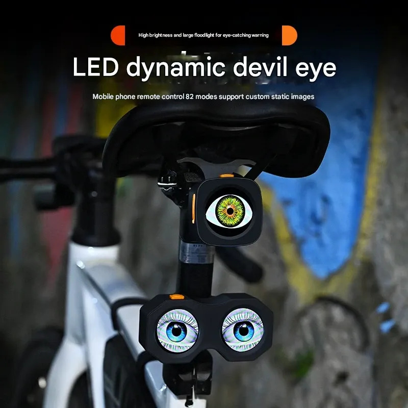 Evil Eye Bike Tail Light - Customizable Animation Bicycle Rear Light for Mountain & Road Bikes | Cycling Safety Gear