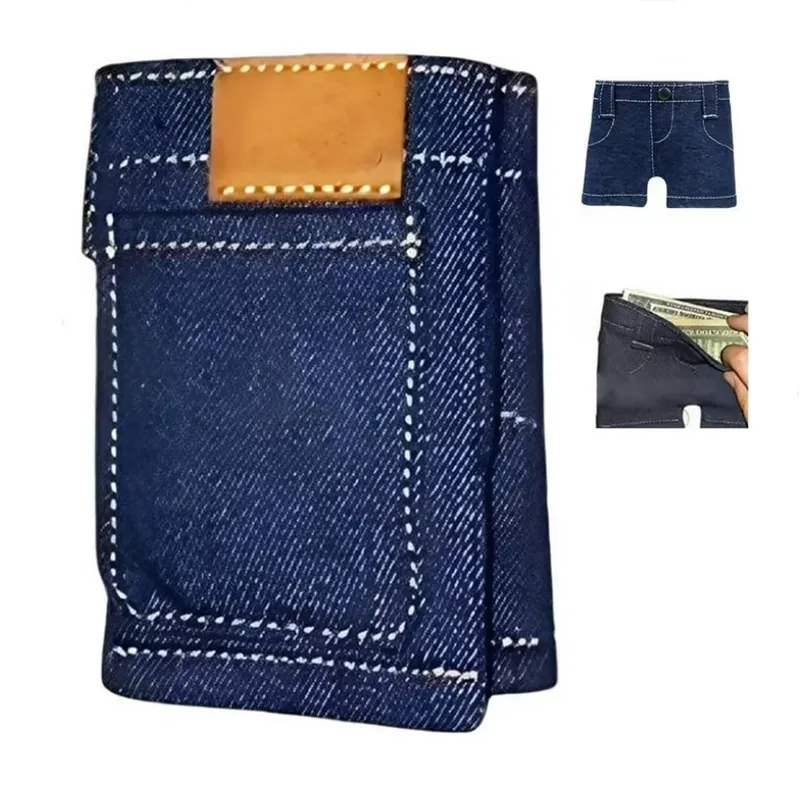 Mini Jeans Wallet, Foldable Jeans-shaped Coin Purse & Card Holder
