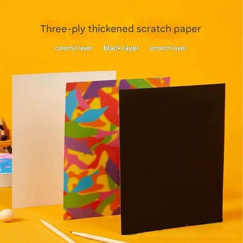 Children's Black Scratch Paper - A4 Colorful Doodle Scratch Art Paper