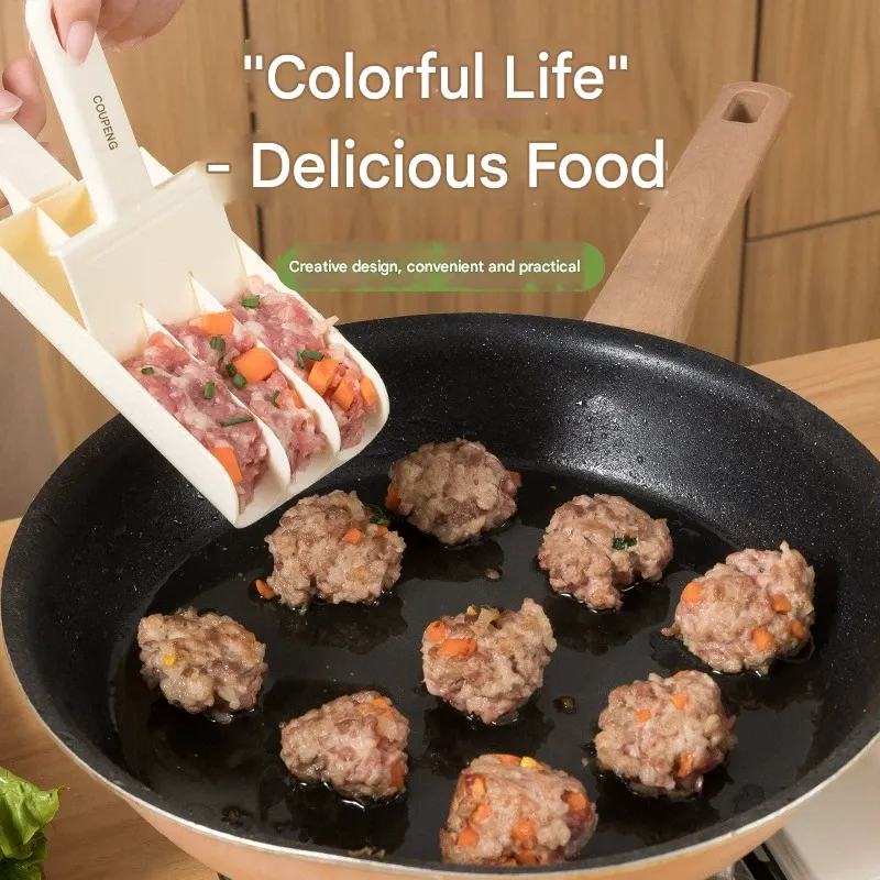Home-use meatball maker, new four-in-one meatball making tool, non-stick kitchen tool for making fish balls and meatballs.