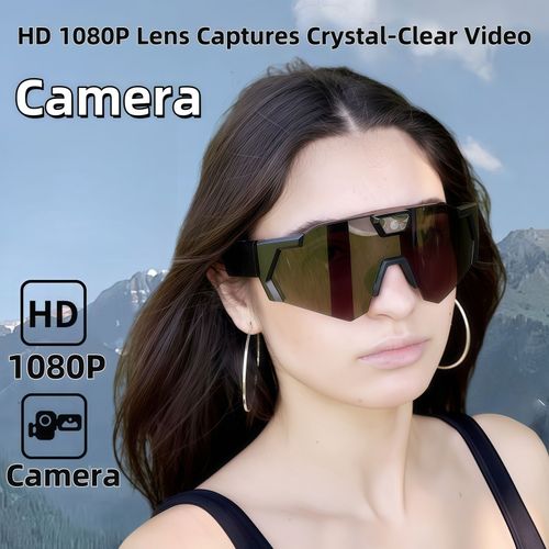 Outdoor Cycling Sunglasses, Smart Glasses with Camera for HD Photo Video, Windproof Ski Goggles