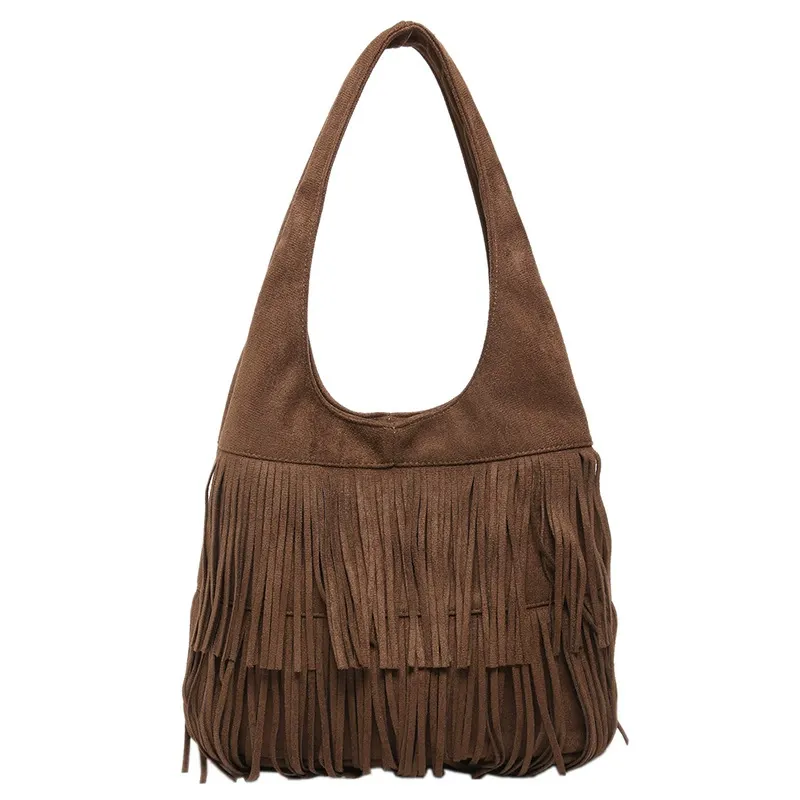 Vintage Matte Tassel Tote - Slouchy Premium Underarm Bag