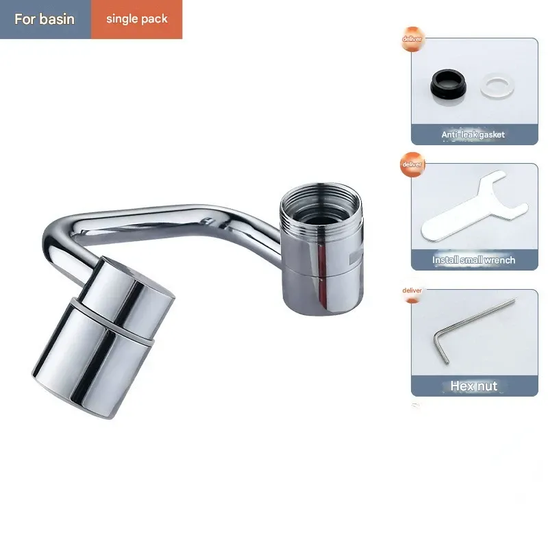 Kitchen Robotic Arm Swivel Faucet Extender  Splash-Proof Aerator with 1080° Universal Rotation Swing Arm