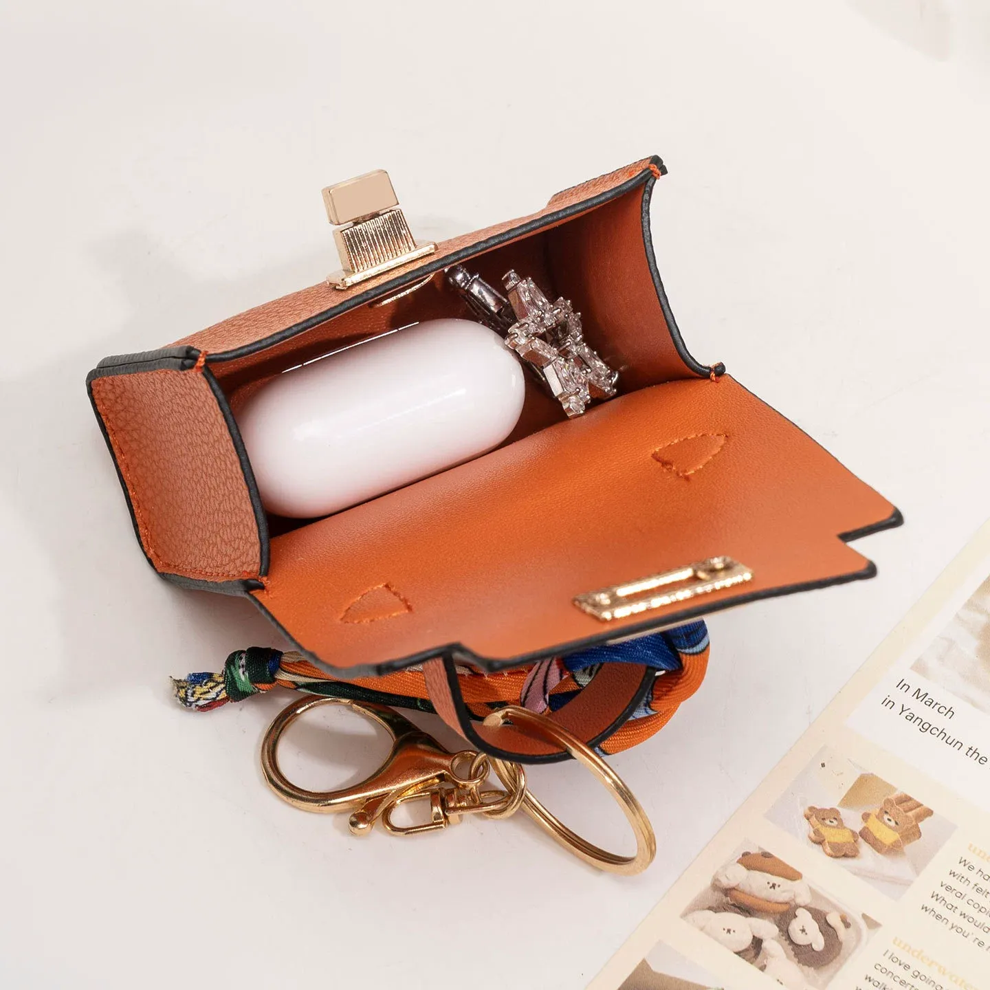 Mini Fashion Luxury Bag Charm - Lipstick Case, Car Key Holder & Bluetooth Earbud Pouch