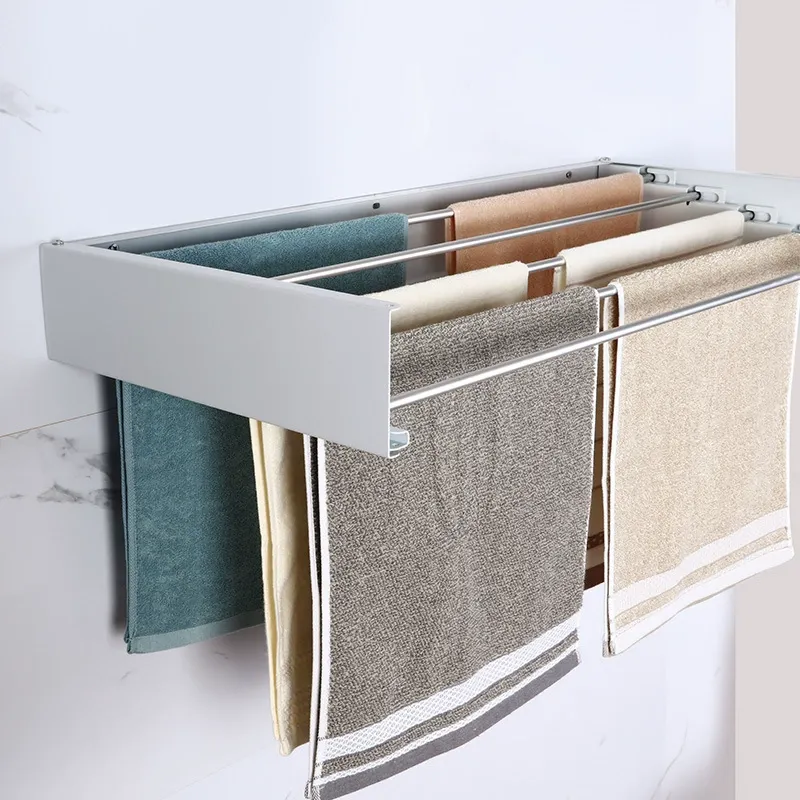 Hideaway Design   Bestseller Bathroom Towel Rack   Minimalist Wall Mounted Drying Rack   Flush Folding  Dual Mode  Towels Clothes