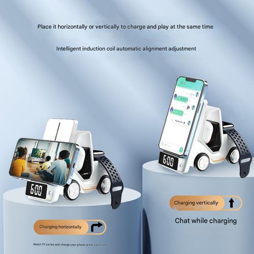 Desktop car wireless charging mobile phone holder Apple mobile phone earphone watch fast charging three in one wireless charger