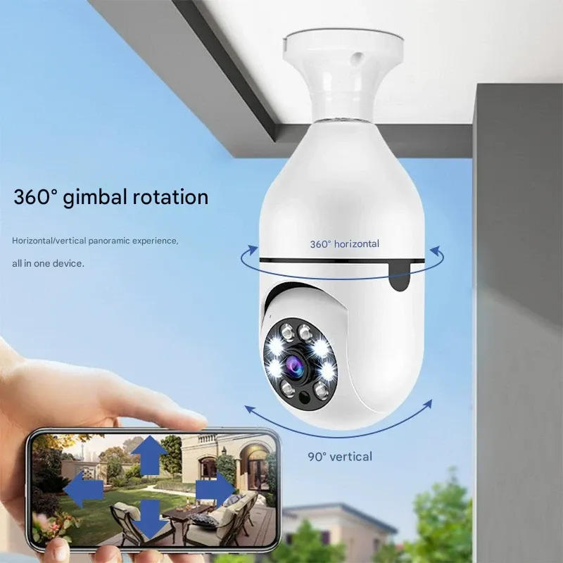 2-megapixel, dual-band 5G, E27 light bulb security camera, wireless WiFi high-definition full-color night vision monitor