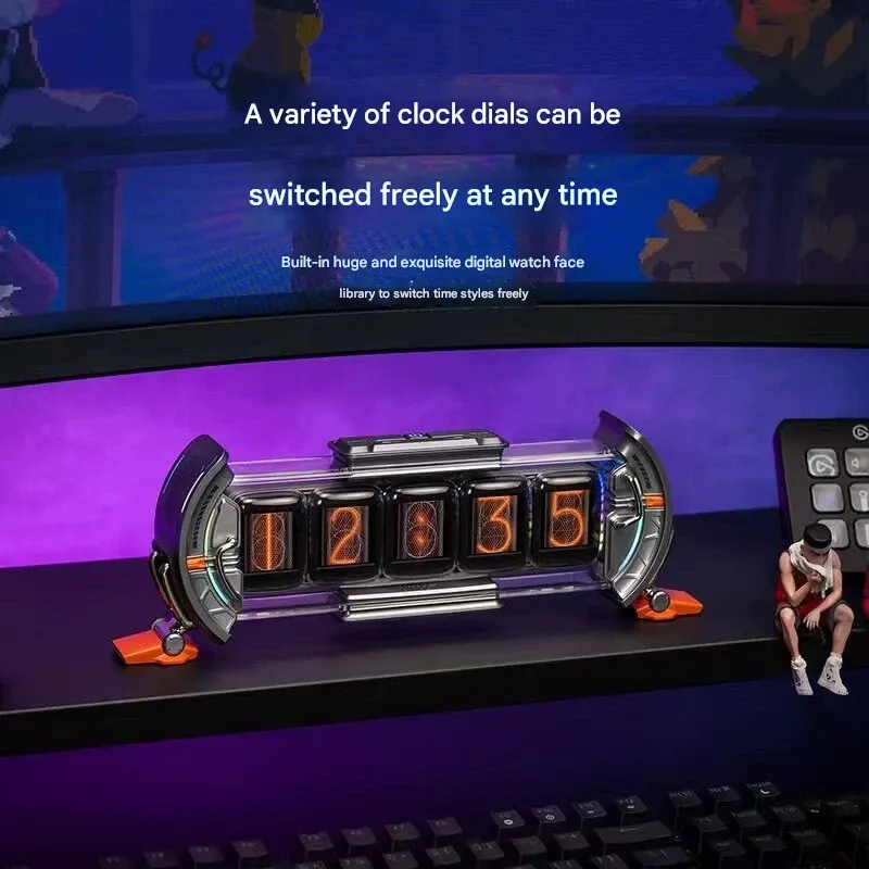 CYBER TIME TRAVELER – Divoom Pixel Art Clock Time Gate  RGB Spectacle + 5-Screen IPS Tech, Master Time, Weather, Stocks & News – Your Gaming Room Just Leveled Up to 2077