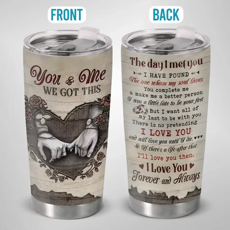 You And Me 20 Oz Stainless Steel Tumbler  Valentines gift for her, Anniversary Gift For Husband Wife, Romantic Drinkware, Couple Love Story Coffee Cup