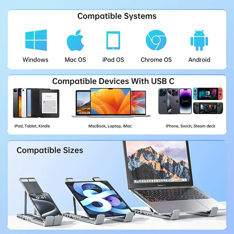 Bestselling 8-in-1 Aluminum Alloy Hub with Multi-Interface HDMI | Foldable Laptop Cooling Stand