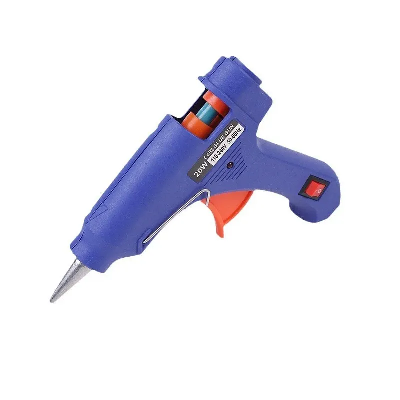 20W hot melt mini glue gun with switch, nozzle guard design, compatible with 7mm portable spot gluing.