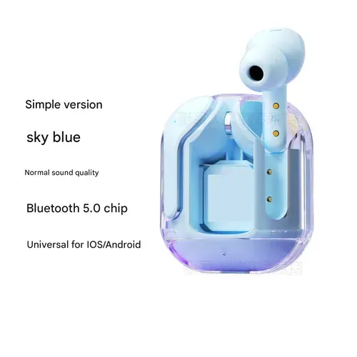 See-Through Bluetooth Earbuds Pro - Noise Cancelling HD Stereo, 40H Playtime Comfort-Fit Earphones, Wireless Immersive Sound for Workout or Travel