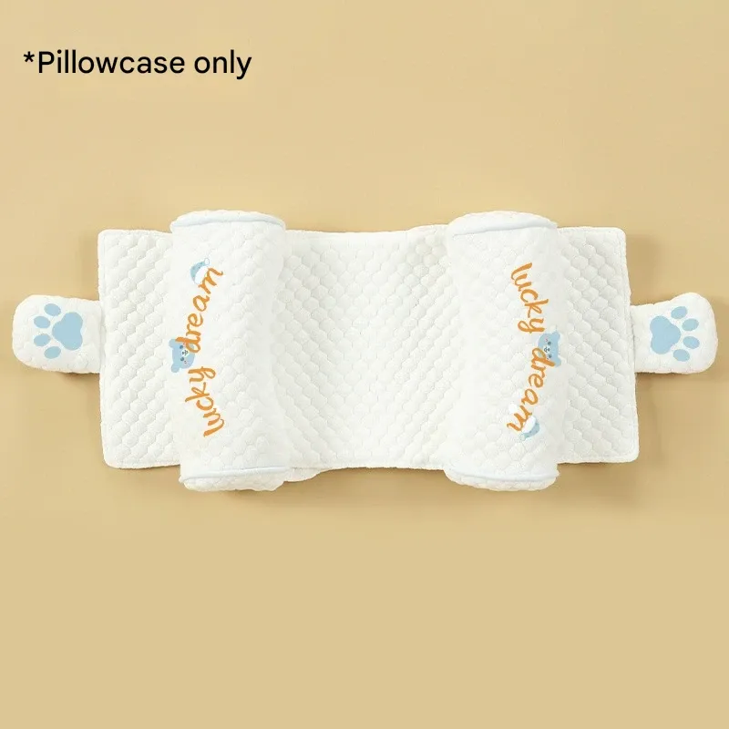 Cotton anti-flat head cross-shaped pillowcase. Suitable for infants 0-6 months and 1 year+. Helps correct head shape.
