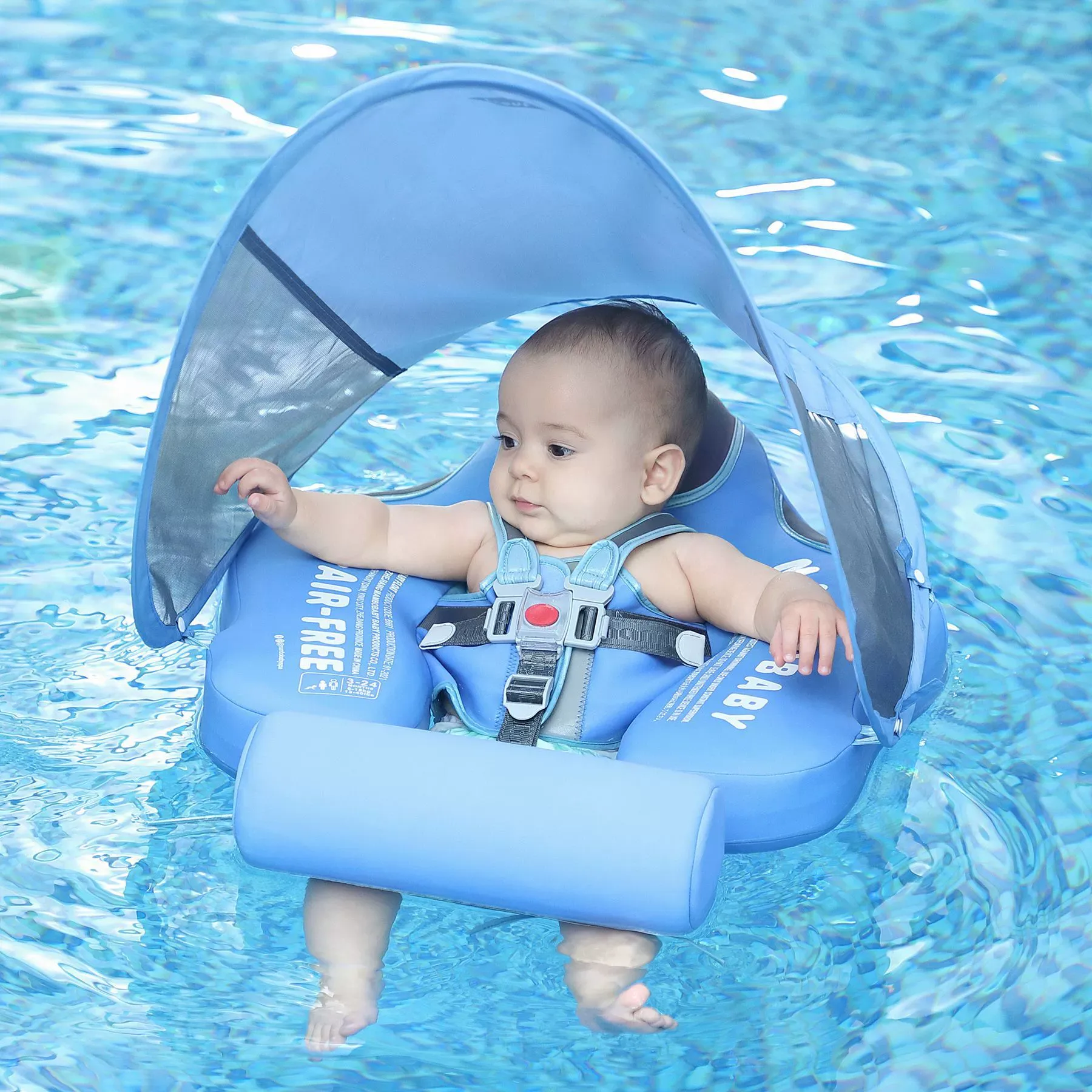 Mambobaby Infant Float Ring – No-Inflation Needed Swim Trainer, Elephant Design Baby Pool Float